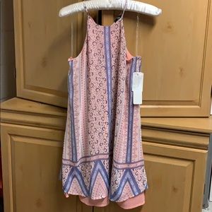 pink flowing layered sun dress